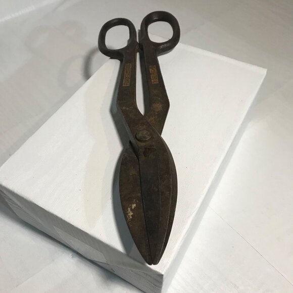 Vintage Forged Steel 12.”  Heavy-Duty Tin Snips Scissors - Picture 4 of 7